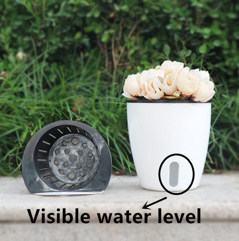 Dodxiaobeul 5 Pack Visible Water Level Self Watering Planter with Inner Pot,Hanging Planters,Wall Mounted Plants Holder,Small Flower pots Indoor Out Flowerpot with 5 Hooks for All House Plants (White) - Image 4
